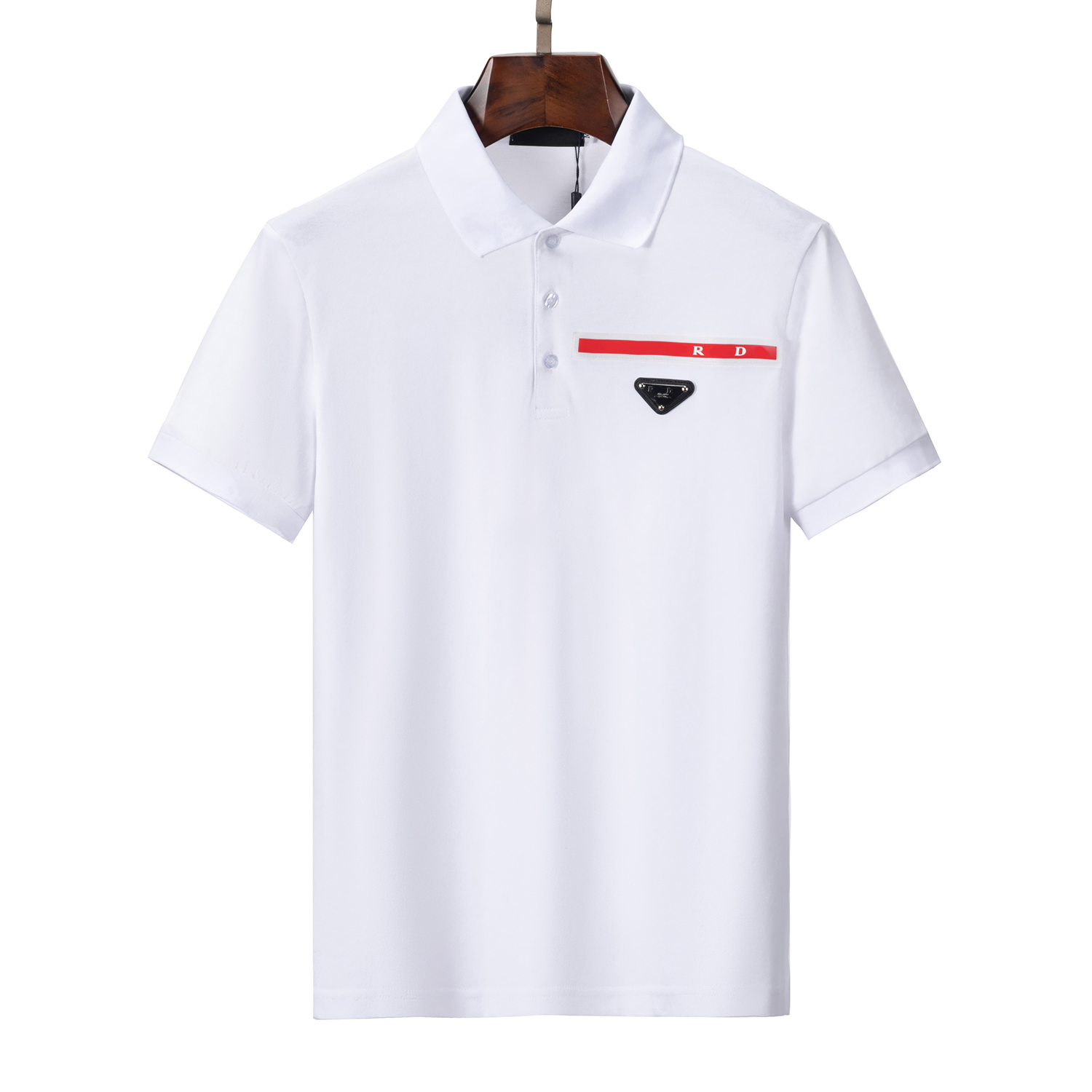 

black white Designer and Men's Polo triangle Board stickers Brand Embroidery 100% cotton breathable anti-wrinkle anti-pilling Slim-fit business oversized 3XL OF3V