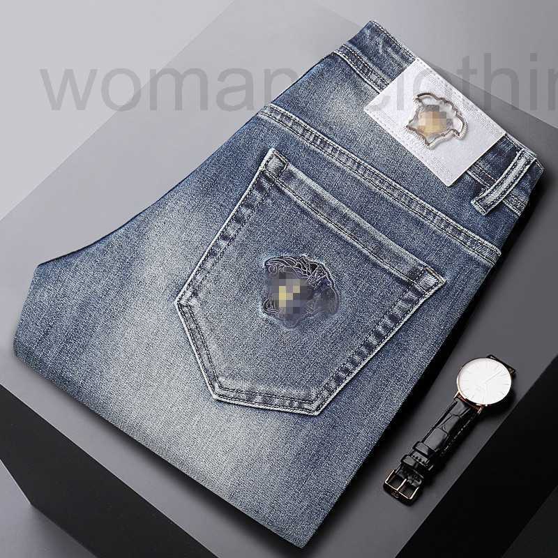 

Men's Jeans Designer Autumn and Winter New Embroidery Elastic Pants BW14, Blue-gray