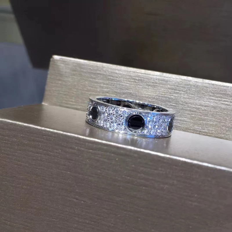 

classic Band Rings screw love ring full diamonds titanium steel black nail men's women's letters gold silver designer luxury gift girlfriend wedding jewelry