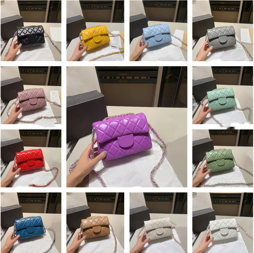 

Multicolor mini designer Crossbody bag ladies flap pure color sheepskin classic handbag small golden regulator chain shoulder bag diamond single shoulder bag bag, Style 1