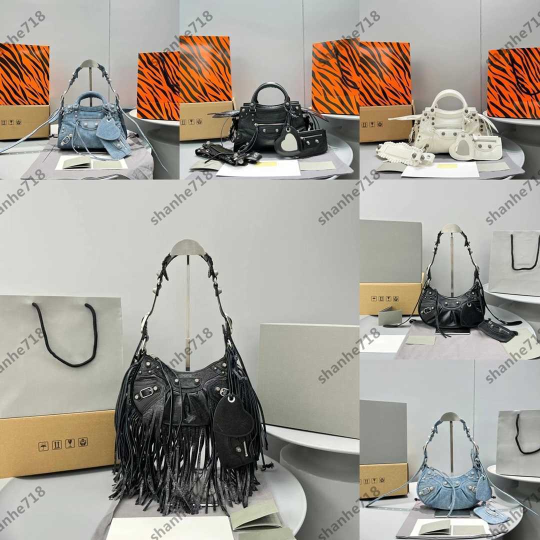 

7A Le Cagole Motorcycle Totes Shoulder Crossbody Bags Denim Crocodile Designer Handbag Women Hobos Messenger Bag Luxury Lady Purses Clutch Wallets, Add box + dust bag