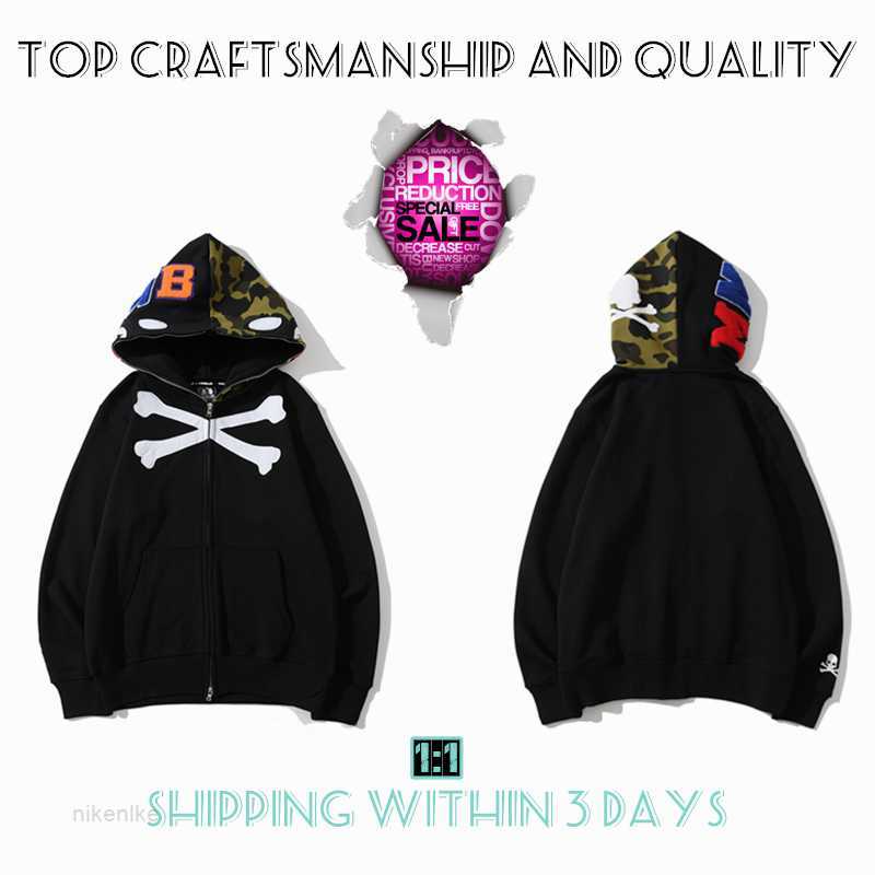 

Top Craftsmanship Mens Hoodies Shark Pullover Hoodie Designer Jacket Tiger Full Zip Harajuku Sweatshirt Fashion Co-branding Camouflage Luminous Hoodys A5TN, No.1