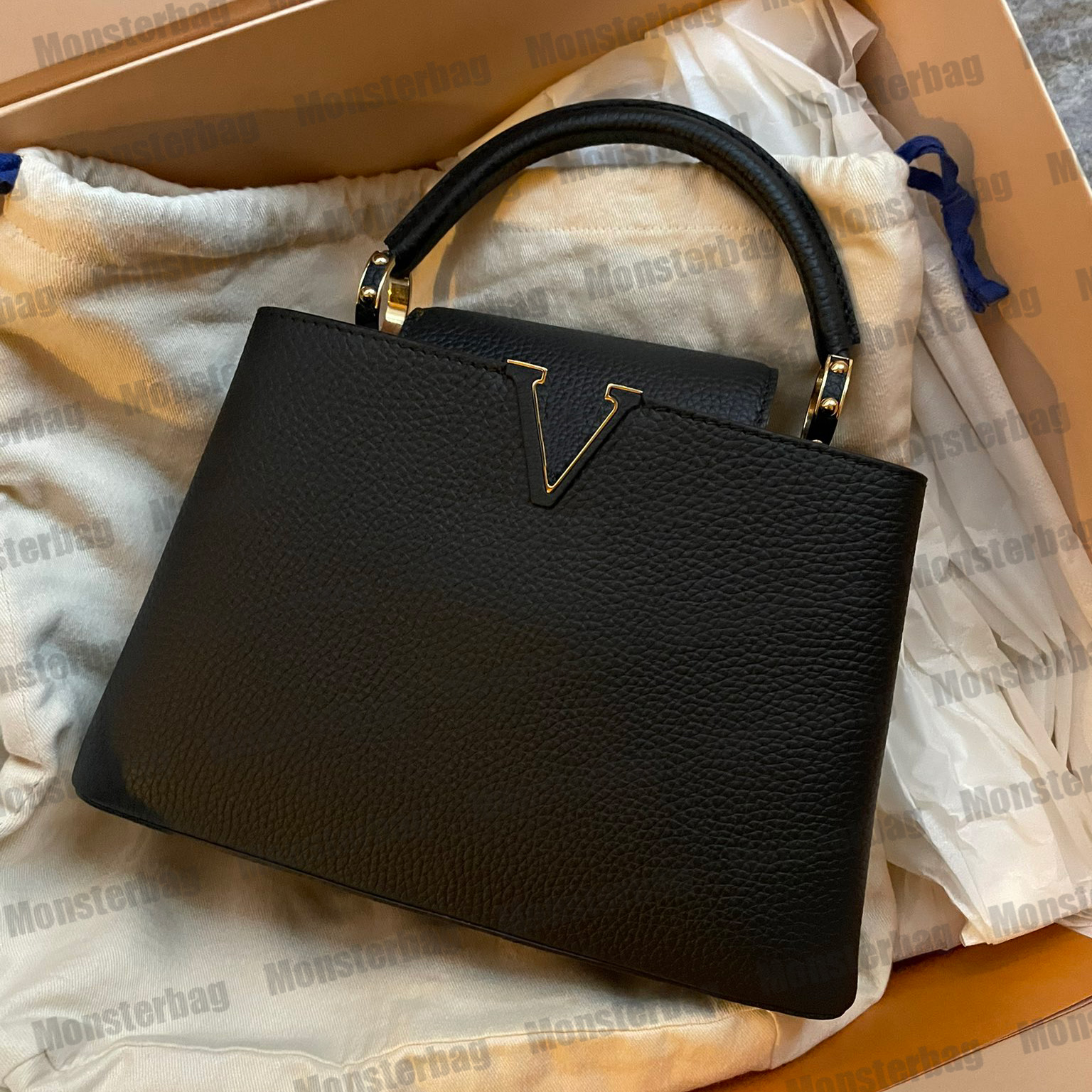 

Capucines Designer Handbag Shoulder Bag With Straps Top Quality Crossbody Bags Taurillon Real Leather Women Lady Hard Tote Purse Mini BB MM, Color 37