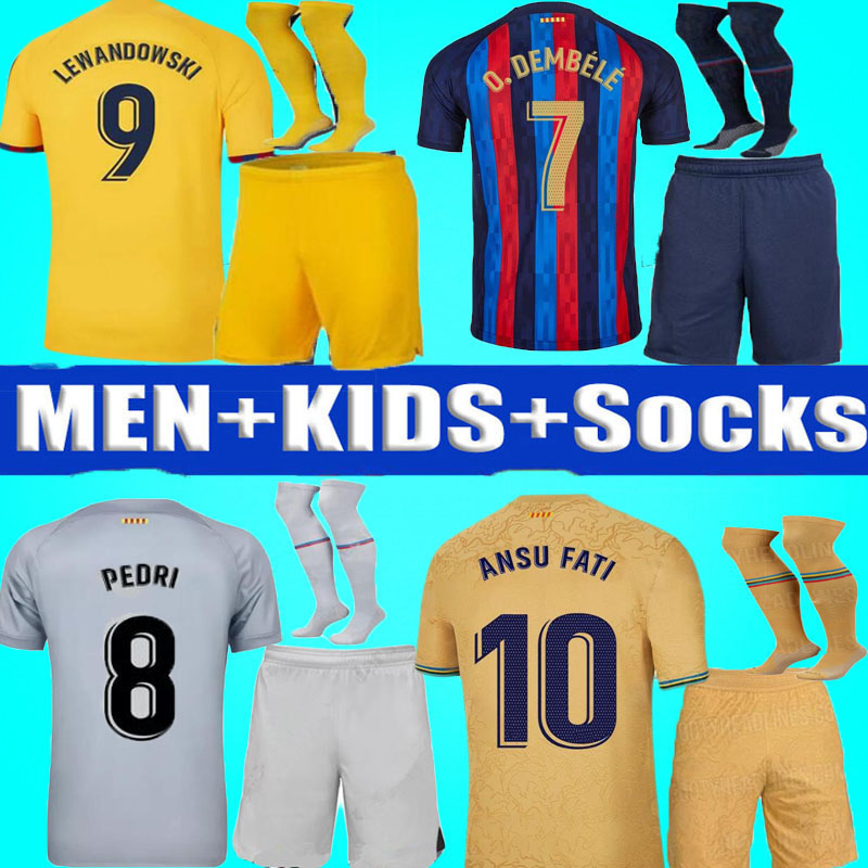 

22 23 LEWANDOWSKI soccer jerseys FERRAN camiseta de futbol AUBA barcas RAPHINHA PEDRI GAVI ANSU FATI football shirt barcelonas 2022 2023 MEMPHIS 4th men kids kit set, 22-23 3rd full set