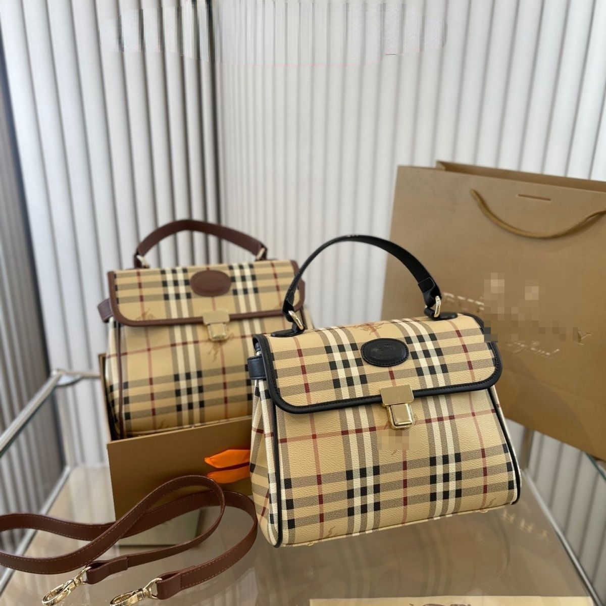 Designer Luxury Burbrerity Bags For Women High Quality Brown Crossbody Handbags Vintage Burbrery Leather Wallet Paris Plaid The Totes Bag Fashion Pu