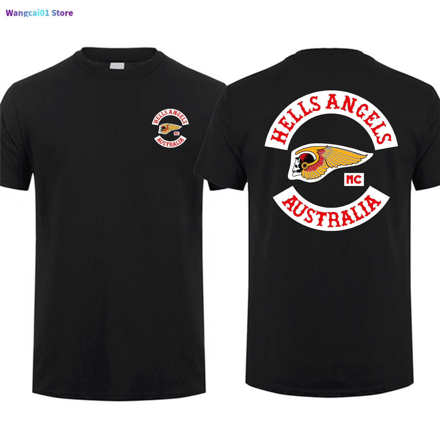 

Men' T-Shirts Amazing T Shirt Cotton Summer Man Oversized Doub-sided Hells Angels Brotherhood Short Seve Tops Clothing Graphics Tees 0301H23 4 RQ7I