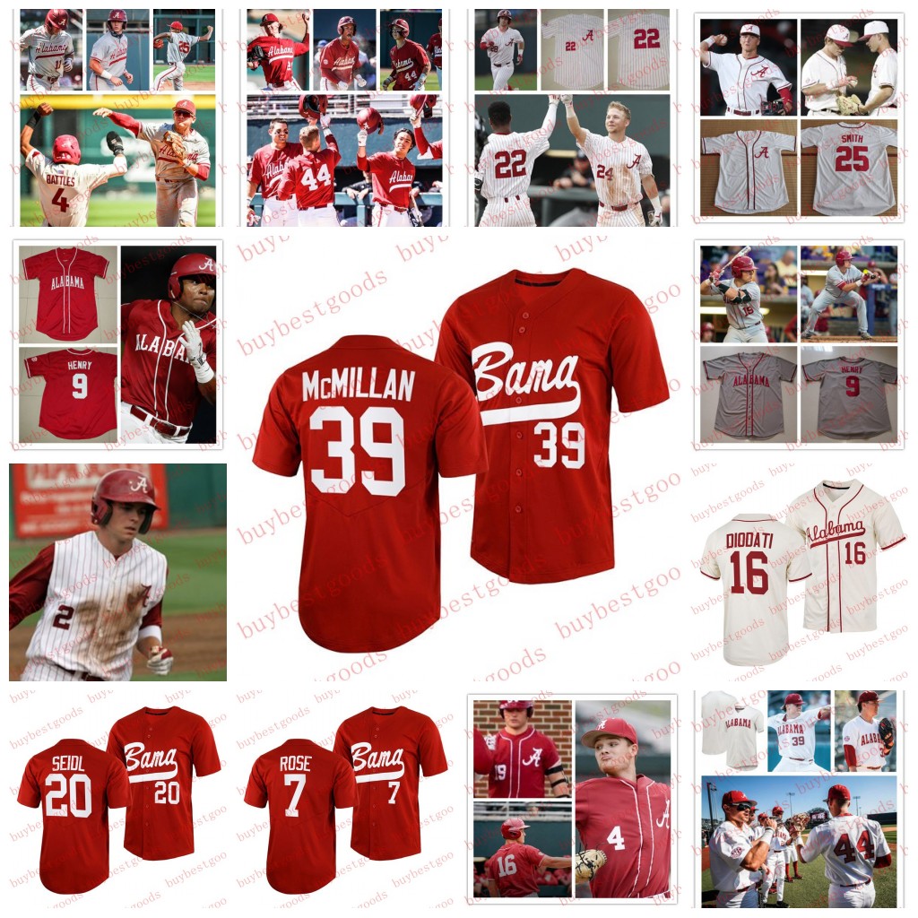 

Baseball Jerseys Custom Alabama Crimson Tide Baseball Jersey Dylan Smith Cody Henry TJ Reeves Tyler Gentry Owen Diodati Connor Prielipp Shamblin Antoine Jean, Style