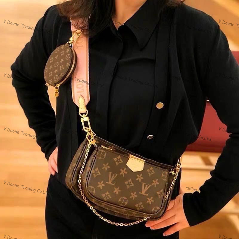 

3pcs set Women Shoulder bag Classic louiseity designer handbag Pochette Felicie Bag Genuine Leather Handbags Clutch Tote vuttons Messenger Shopping Purse with box, 62650- brown flower