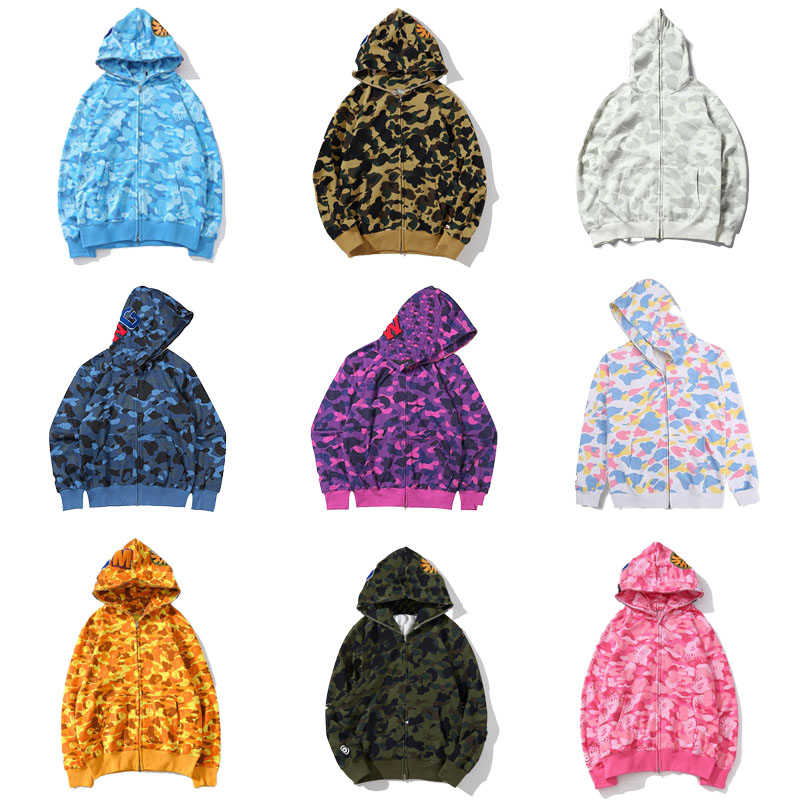 

Men's hoodie women's zipper shirt men's and women's high product camouflage print coat street fashion couple sports cardigan hip hop multi-color hat hoodie Zipper jacket