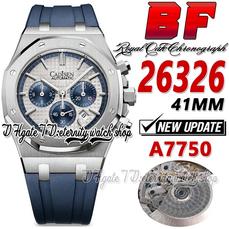 

BFF V3 bf26326 Mens Watch ETA A7750 Automatic Chronograph White Texture Dial Stick Markers Stainless Steel Case Rubber Strap Super Edition eternity Sport Watches, Watch waterproof production cost