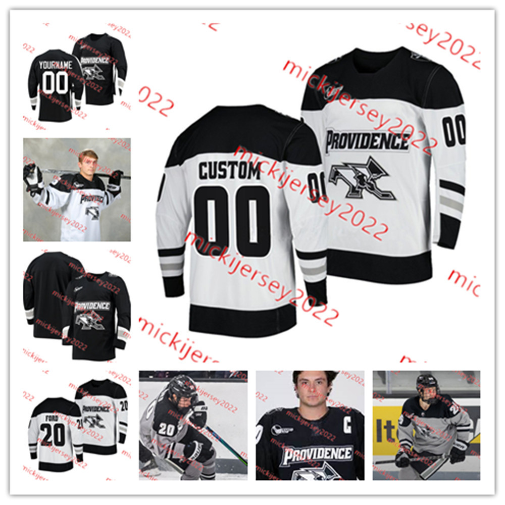 

College Hockey Wears Providence Friars Hockey Jersey Custom Stitched Mens Youth Parker Ford Max Crozier John Driscoll Luke Johnson Austen May Guillaume Richard, Black