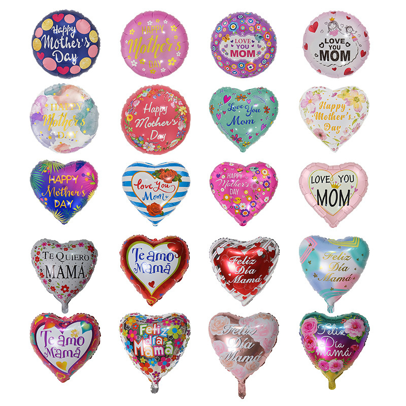

18inch Heart Spanish Happy Mothers Day Foil Balloons Party Air Globos Home Mom Birthday Gift Anniversary Decorations Gifts, A mixed randomly