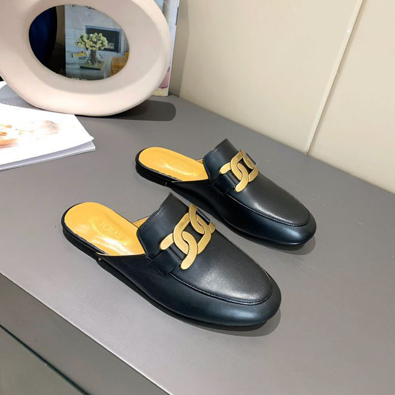 

Summer women's sandals designer fashion comfortable slippers beach leather closed garden flat shoes, Black