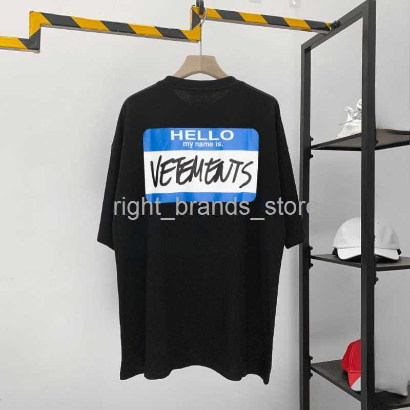 

Men' T-Shirts High Quality VETEMENTS Men T-shirt 1 1 VTM HELLO MY NAME IS Women Shirts Vetements Limited Edition Short Sleeve0225V23