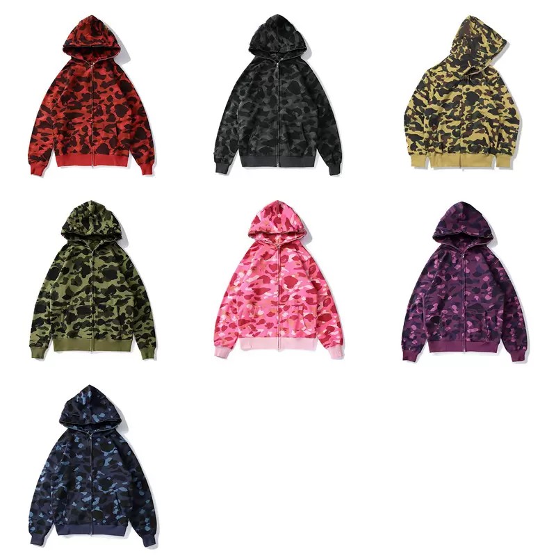 

Mens Designer Hoodies zip up shark jackets long sleeve hooded coats Loose Camouflage Jacket print woman hoody, Customize
