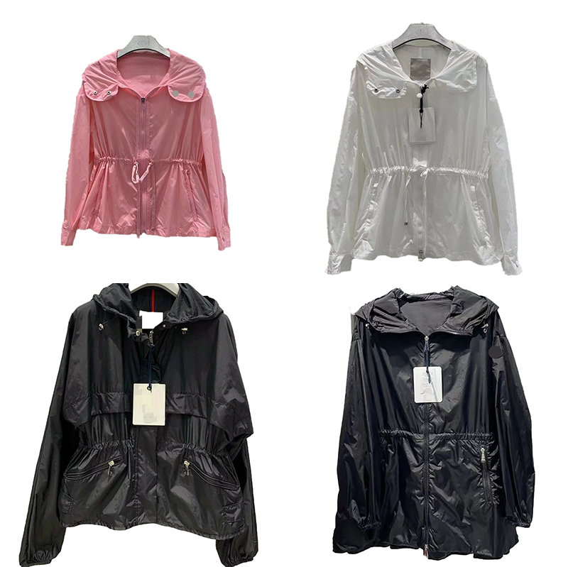 

Designer women Trench Coats Embroidered Badge Waist Slim Fit Slim Hooded Loose Casual Versatile Thin Sunscreen Windbreaker Coat