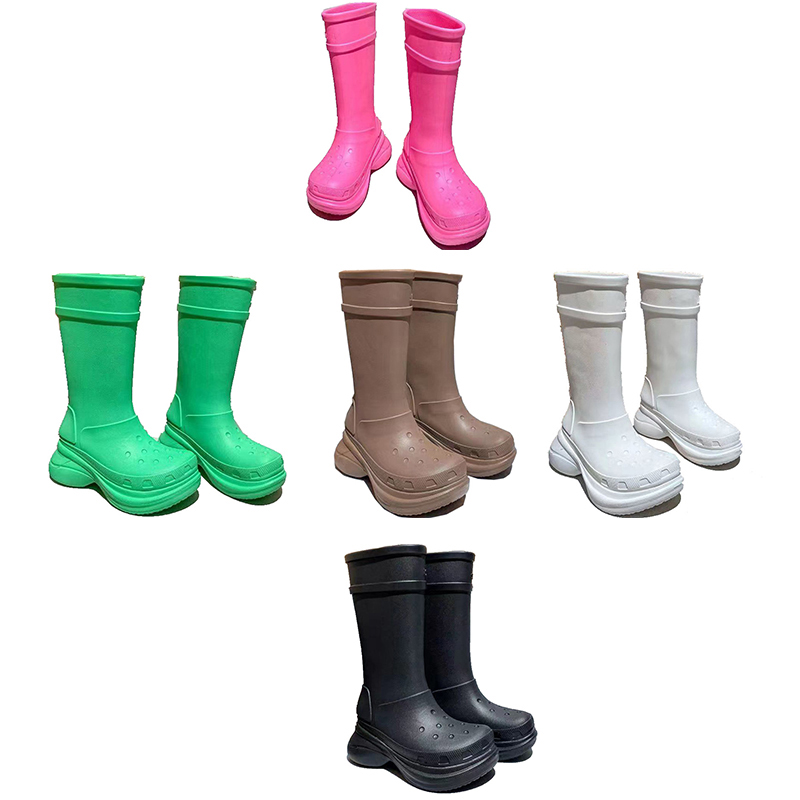 

Pink Designer Croc Rubber Rain Boots For Men Women Black White Green Brown Paris EVA Shoes Size 36-45, Colour1