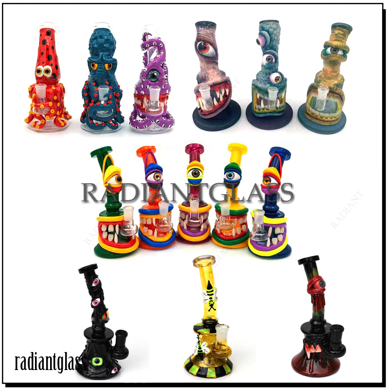 

Hookah unique Glass Bong Heady 3D Eye Halloween Style Showerhead Perc Beaker Bongs 5mm Thick water pipes