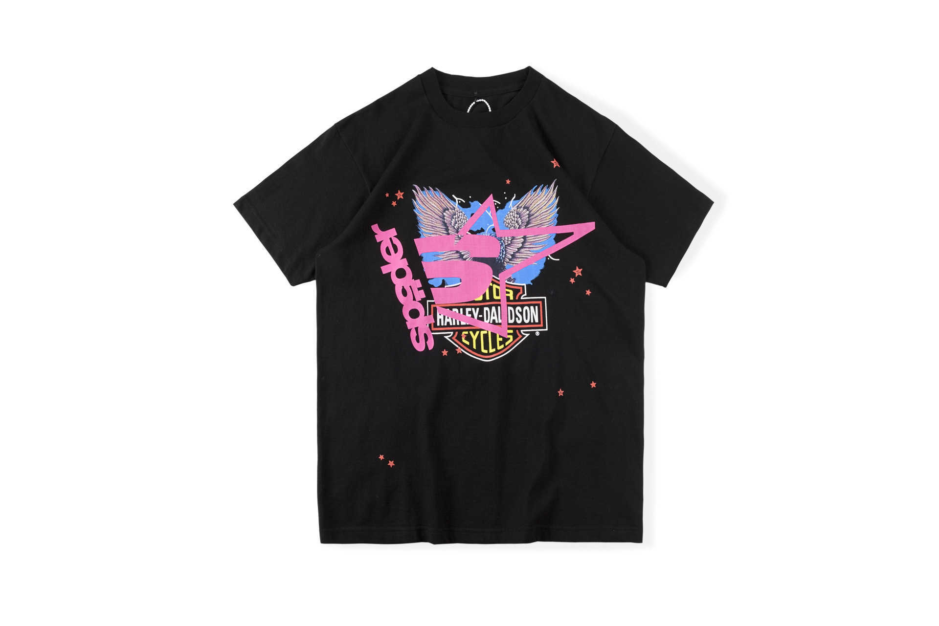 

Designer t Shirt Kanyes Wests Hip Hop Skeleton Eagle Lightning Print Half Sleeve Men and Women Couple Short Sleeve T-shirt Lavender, 18