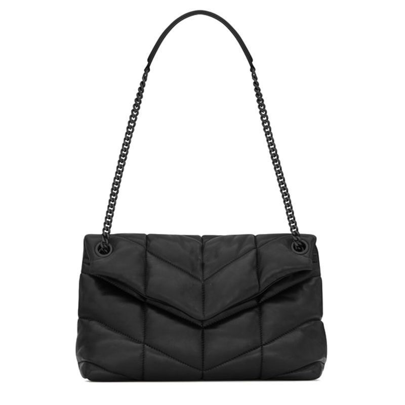 

5A Designer Luxury Handbag Women's Bag Purse Square Shoulder Classic LOULOU Bag NIKI Leather Material Large Capacity, Black(ferrous metal)