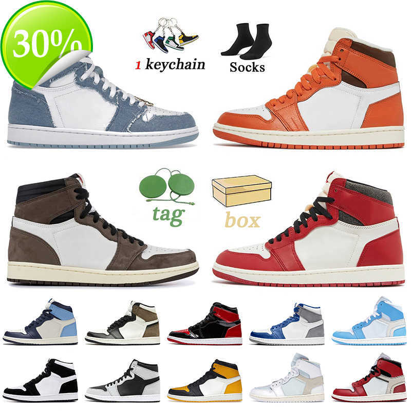 

OG 1 Denim Basketball Shoes With Box Jumpman Starfish 1s Lost and Found Retro Dark Mocha Patent Bred Offs White University Blue Yellow Toe, E3 high og hyper royal 36-47