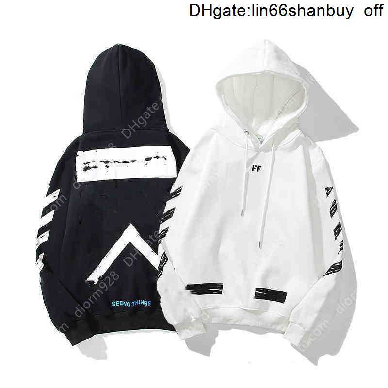 

Men's Hoodies Sweatshirts men's %60 Style Trendy Fashion Painted Crow Stripe Loose Hoodie and Women's Coatjqm1off T-shirts Offs White 581W, 13