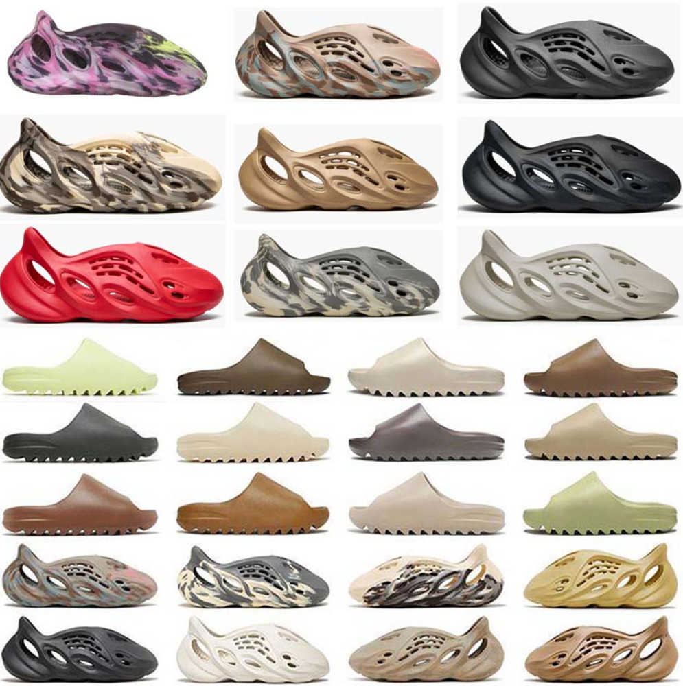 

slides foam runner Designer slipper men women Sandals Triple Black White Resin pattern slippers mens womens slides MX Carbon, #1