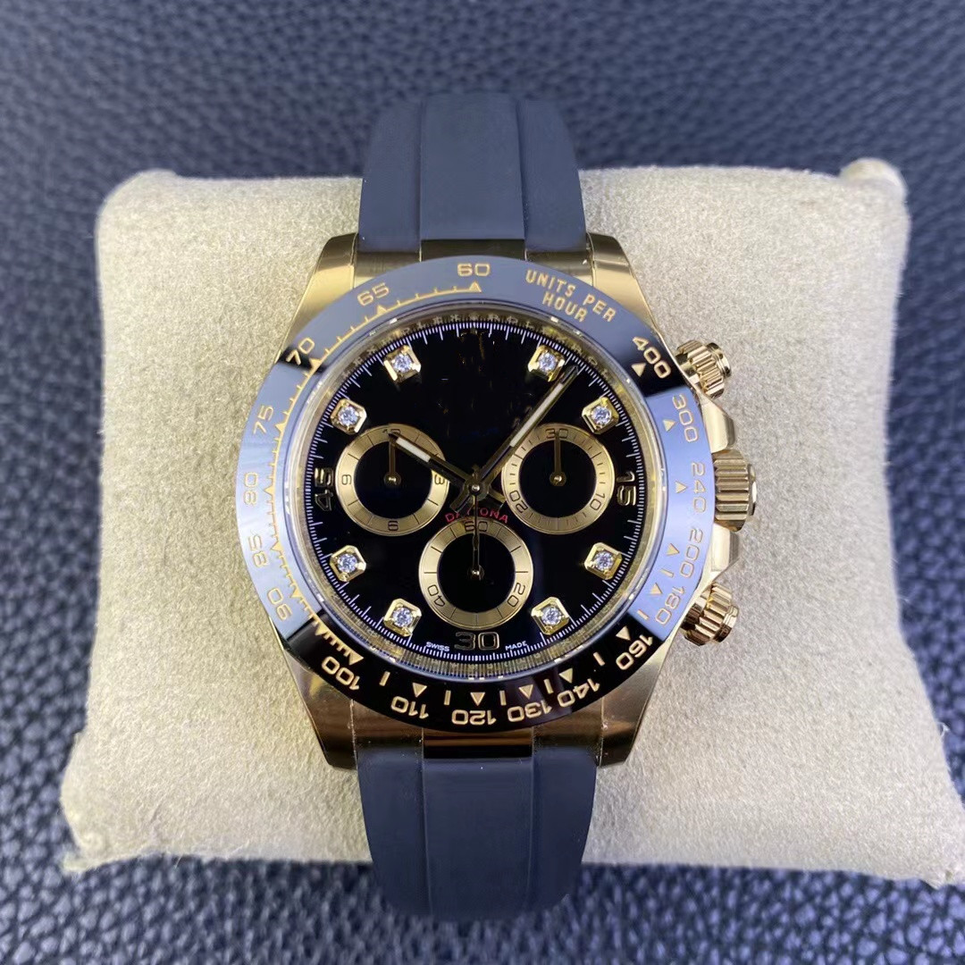 

Clean factory watch diameter 40 mm thick 12.2 mm equipped with 4130 movement minute second timing display Natural rubber watch band waterproof function, As shown