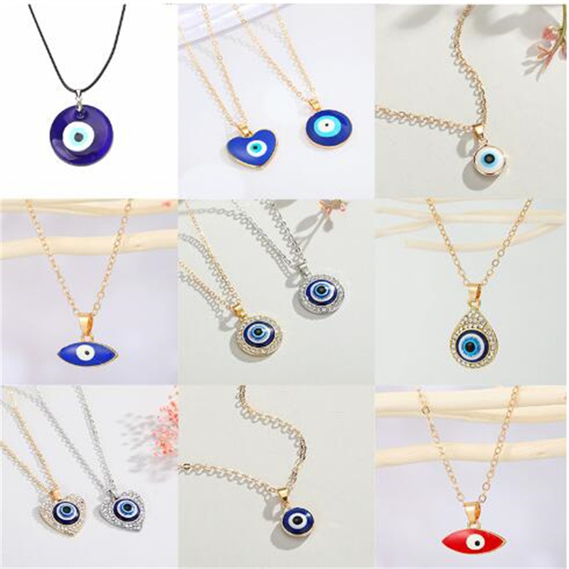 

Classic Simple Turkish Crystal Evil Eyes Pendant Necklace For Women Fashion Jewelry Gold Color Clavicle Chain Choker Necklaces AC414