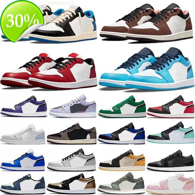 

2023 Jumpman 1 Men Women Low basketball shoes OG 1S Triple White Shadow designer University Blue UNC Black Bred Toe Light Smoky Grey mens, 31