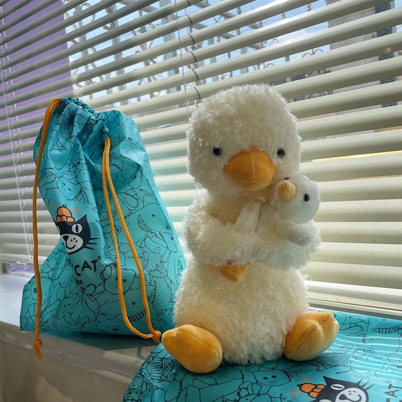 

9 5 24cm Jellycat Huddle Duck Stuffed Animal Plush Toys with Original Bag2808, White