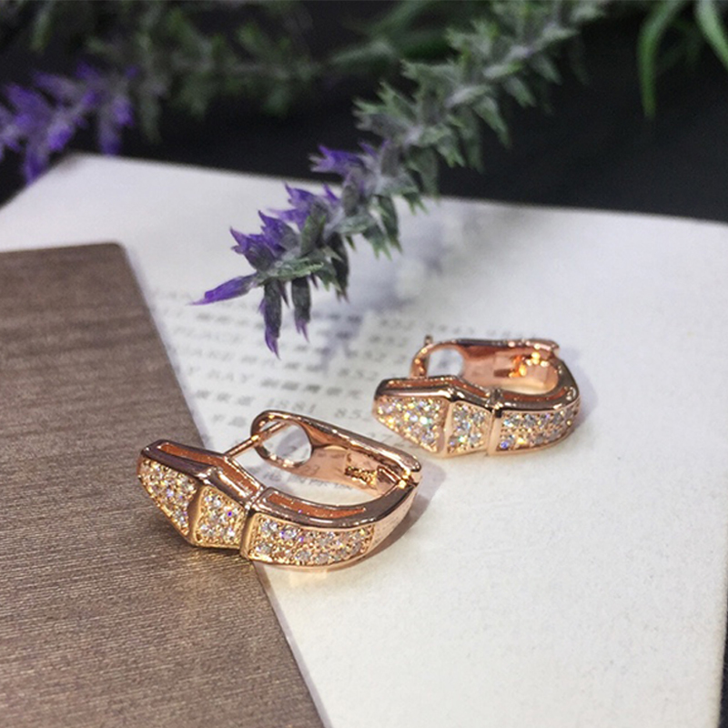 

Designers Earring Luxury Sterling Silver Women 18k Rose Gold Shining Crystal Ear Rings Jewelry For Party