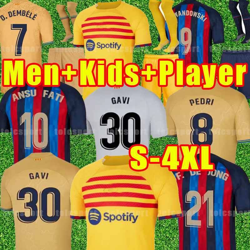 

Fouth Fans Player ANSU FATI soccer jerseys 22 23 MEMPHIS LEWANDOWSKI PEDRI ADAMA FERRAN 2022 2023 GRIEZMANN F. DE JONG DEST shirt men kids Barcelones DEMBELE 3XL 4XL, Third