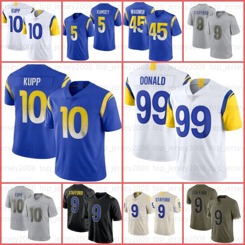 

99 Aaron Donald 10 Cooper Kupp Football Jersey Cam Akers Matthew Stafford Jalen Ramsey Bobby Wagner Van Jefferson John Wolford Terrell Burgess, Men jersey