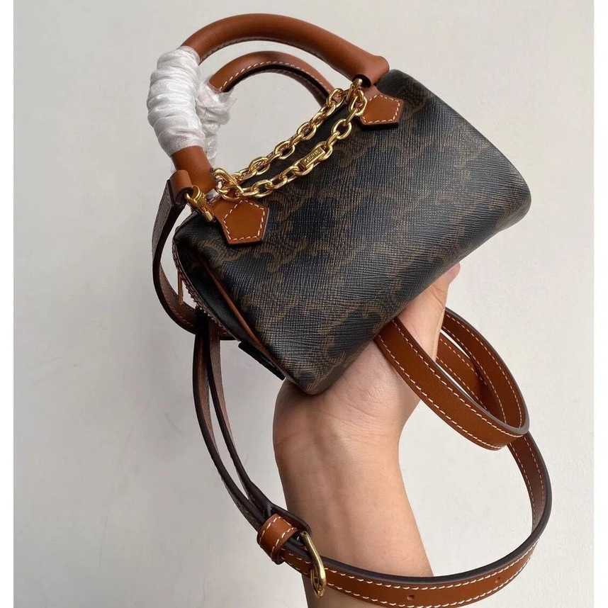 

Female Bags 2023 High Quality Women's Autumn Winter Small Versatile Leather One Shoulder Crossbody Mini Handheld Pillow Bag Ladies Crossbody Tote Handbags for Women, Brown old flower mini