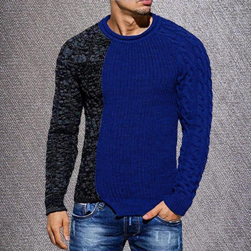 Men's Sweaters Trendy Men Autumn Sweater Color Matching Thermal Elastic Thick Casual