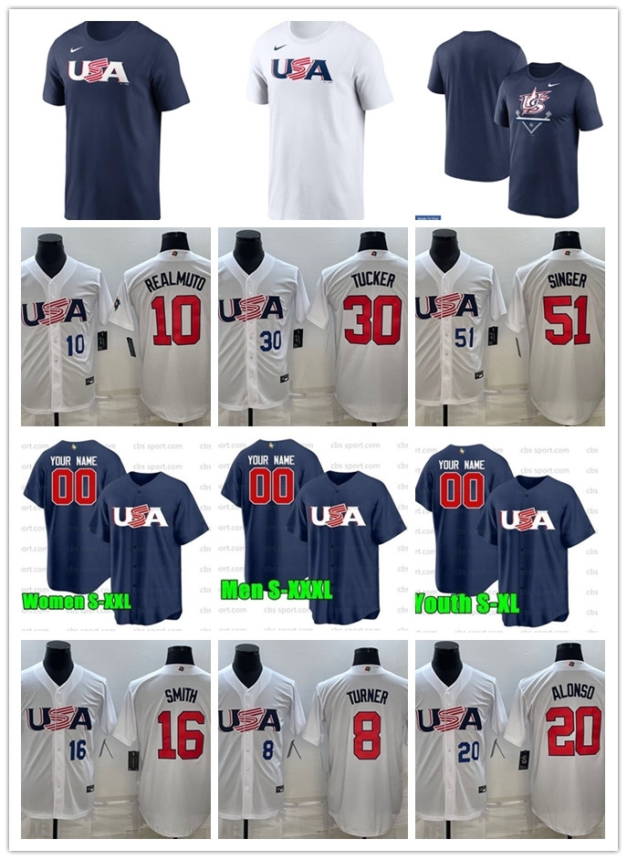 

2023 World Baseball Classic USA Jersey 22 Clayton Kershaw 7 Tim Anderson 33 Lance Lynn 28 Nolan Arenado 51 Brady Singer 65 Nestor Cortes 30 Kyle Tucker, Colour