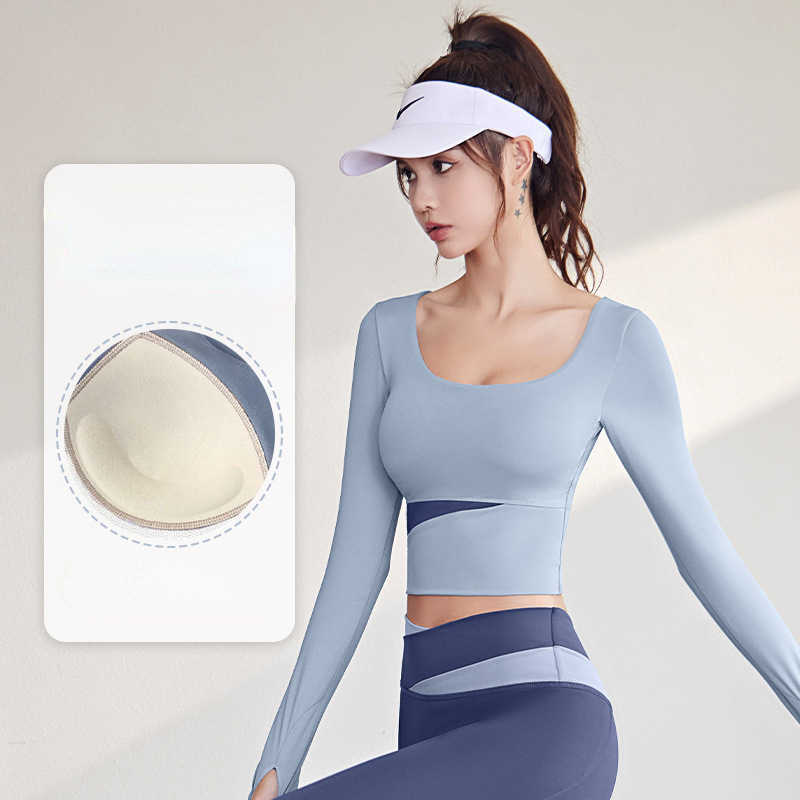 

Womens Tracksuits Lulus Yoga Outfit Yoga Set Womens Casual Gym Style Matching Color-Blocking Long-Sleeved Trackless Tight-Fitting Slimming Quick-Drying Running