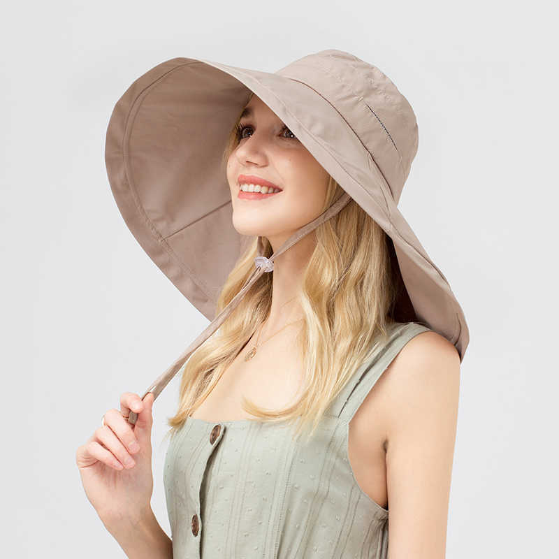 

HBP Fashion Hats Wide Summer Brim Wide Brim Bucket Hats Women Reversible Korean Fisherman Caps Anti-sunburn Girls Outside Big Brim Bucket Hat Beige P230327, Navy blue