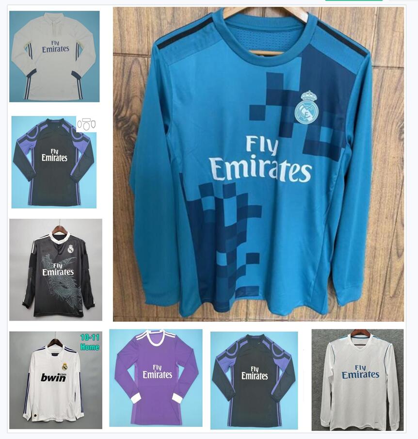 

Long sleeve Retro RONALDO ISCO soccer jerseys 2016 2017 2018 PEPE KROSS BENZEMA SERGIO RAMOS ZIDANE Beckham RAUL full Vintage football shirt 16 17 JAMES