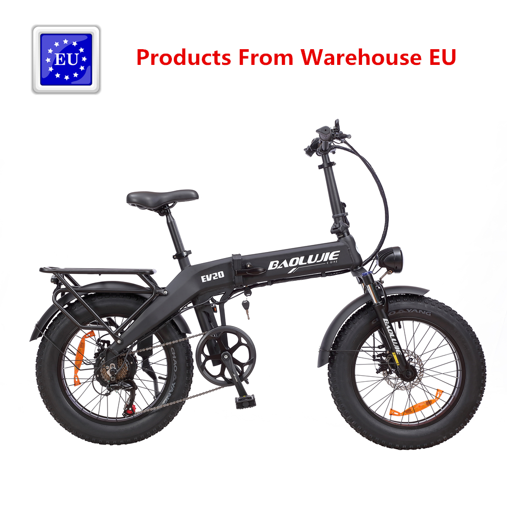 

EU Stock Electric Bike Fashion Foldable Fat Tier Bike 20 Inch 48V 12Ah Removable Battery 500W Motor 35km/h Dual Brakes Ebike, Black