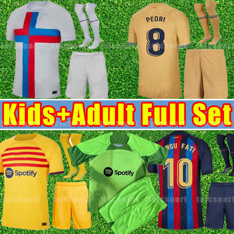 

Full Set ANSU FATI football soccer jerseys 22 23 MEMPHIS PEDRI Kun Aguero ADAMA FERRAN 2022 2023 barcelona GRIEZMANN F. DE JONG DEST shirt child kids adult Barcelones, Away+patch