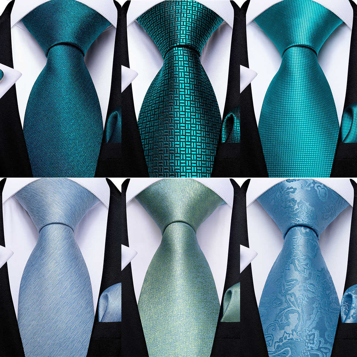 

Neck Ties DiBanGu Mens Necktie Teal Green Blue Solid Design Silk Wedding Tie For Men Hanky Cufflinks Tie Set Fashion Bussiness Party J230225