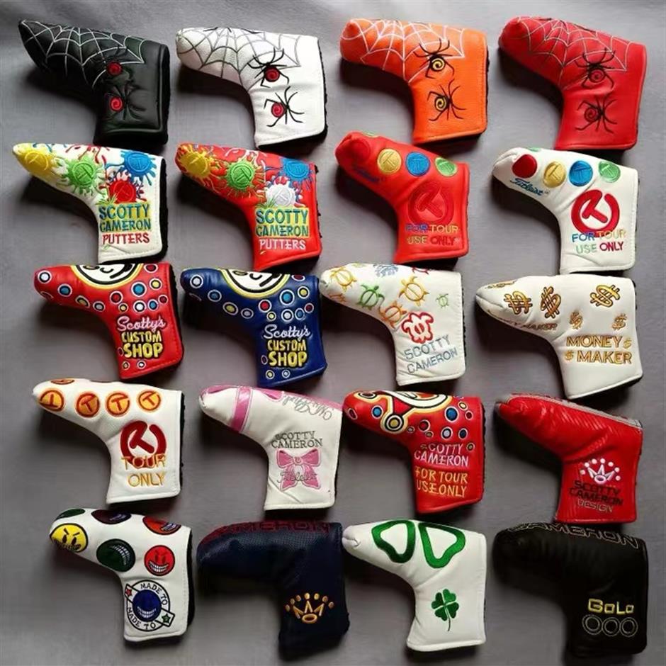 

Suitable for golf putter accessories Golf club cap cover ball head protection High quality Pu material Velcro straight putter266Q