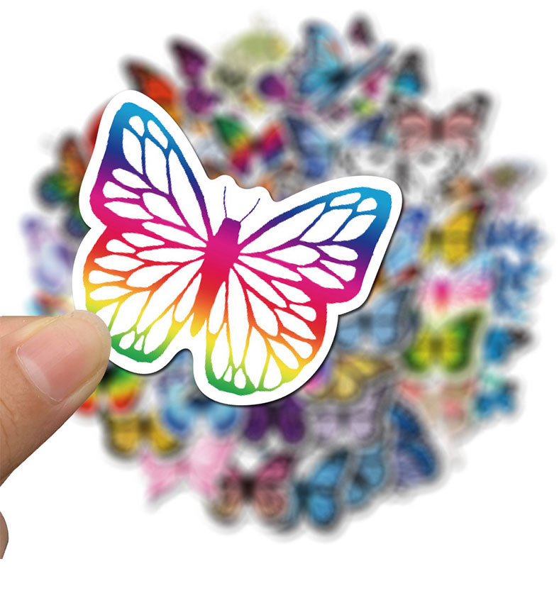 

50PCS Butterfly Graffiti Stickers For Car Skateboard Laptop Ipad Bicycle Motorcycle Helmet PS4 Phone Kids Toys DIY Decals Pvc Water Bottle Decor, Multi colors