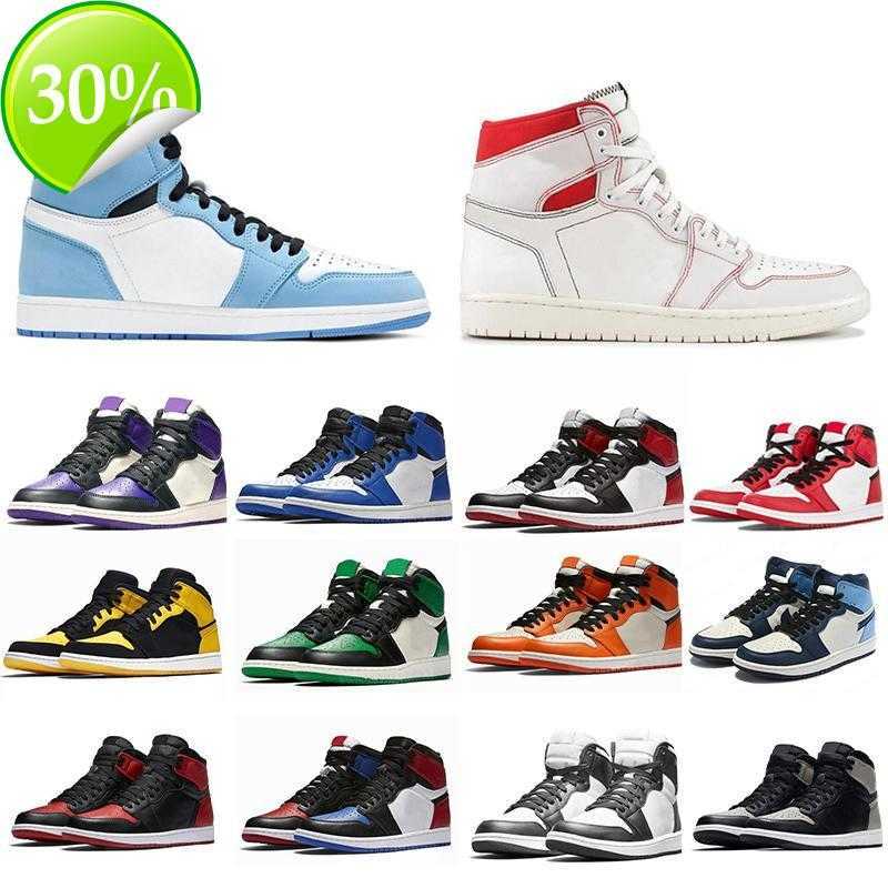 

Jumpman 1 1s Basketball Shoes Mens Women University Blue High Dark Mocha Chicago Obsidian UNC White Lucky Green Outdoor Sports Trainers, 28