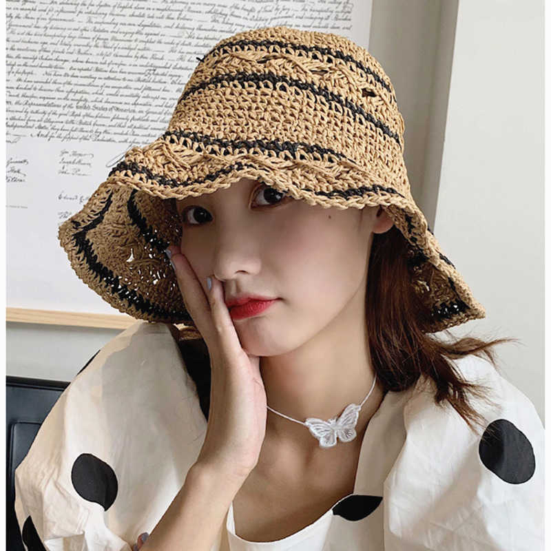 

HBP 'S Wide Brim Hats Women Korean-Style Trendy Summer Sun Protection Sun Hat Face-Covering Fisherman Hat Beach Big Brim Foldable Fresh Straw Hat P230327, 77700116 color 1