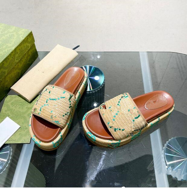 

QW 2023 fashion woman slippers Beach Thick bottom slippers platform women Shoes Alphabet lady Sandals Leather High heel slippers, 010