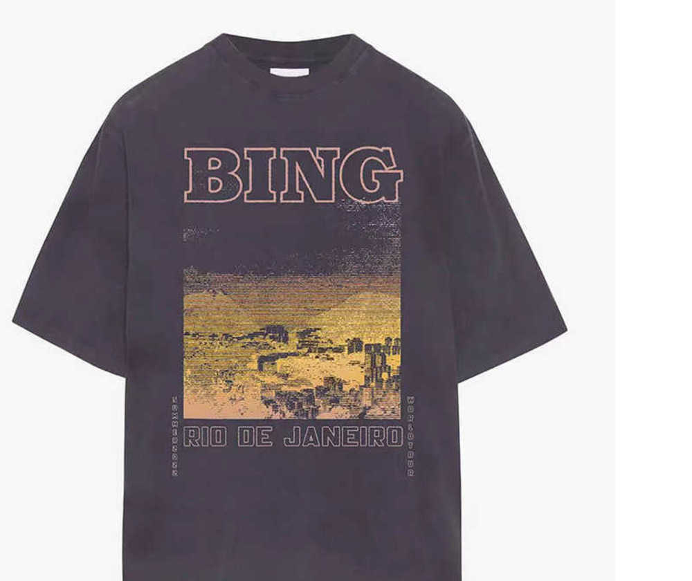 

Anine Bing Designer Cotton t Shirt Letter City Sunset Print Loose Women Short Sleeved T-shirt Summer Tees Tops PolosLK, Brown