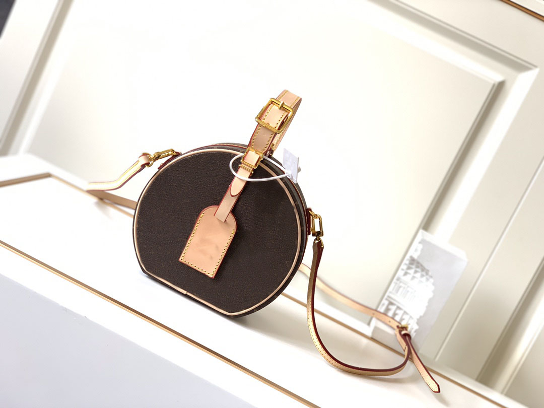 

Luxury design M43514 PETITE BOITE CHAPEAU Handbag purse original cowhide trim canvas hatbox designer shoulder bags crossbody Reverse messenger whit box
